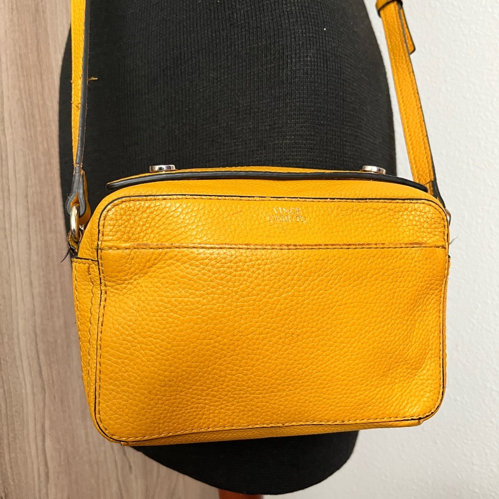 Vince Camuto Crossbody Bag Yellow Pebbled Leather